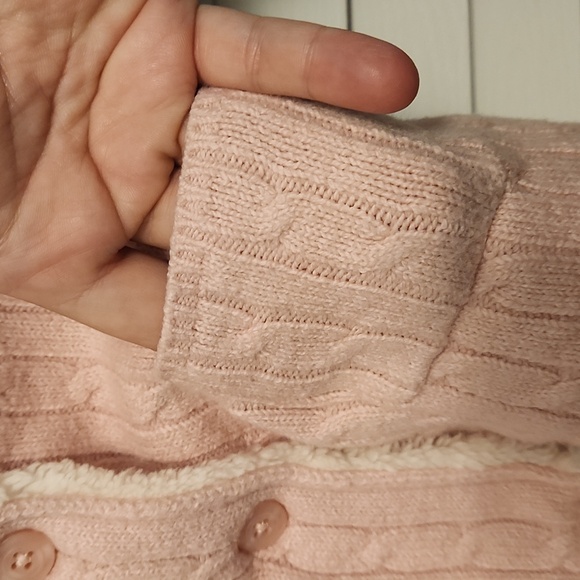 GAP Pink and Cream Baby Sweater Jacket with Hood Size 3-6M - Picture 4 of 7